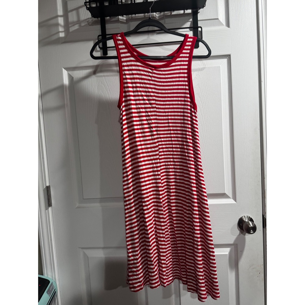 Old Navy Womens Red White Striped Sleeveless Swing Dress Small Nautical Summer